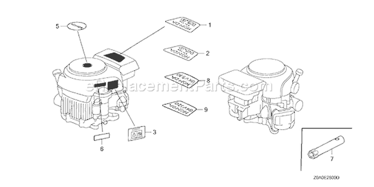 Page L Diagram and Parts List for Type QEA - VIN# GJAJM-1000001-1049999 Honda Engine