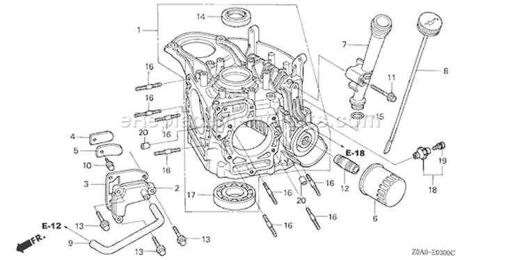 Page D Diagram and Parts List for Type QEA - VIN# GJAJM-1000001-1049999 Honda Engine