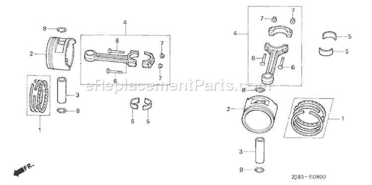 Page N Diagram and Parts List for Type QAF - VIN# GJAC-1000001-1999999 Honda Engine