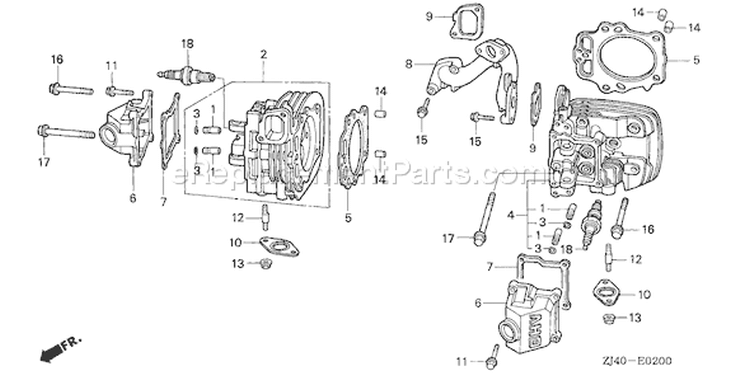Page G Diagram and Parts List for Type QAF - VIN# GJAC-1000001-1999999 Honda Engine
