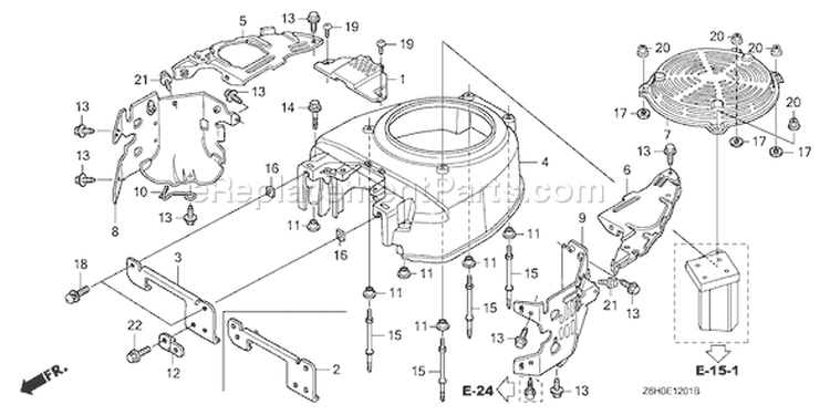 Page H Diagram and Parts List for Type TAF2 - VIN# GJAHK-1000001 Honda Engine