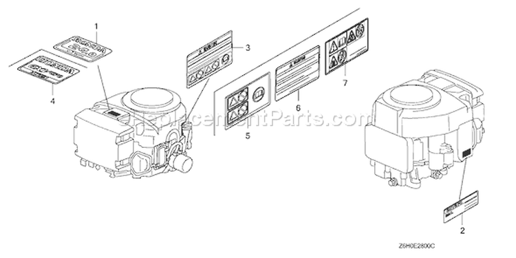 Page L Diagram and Parts List for Type TAF - VIN# GJAHK-1000001 Honda Engine
