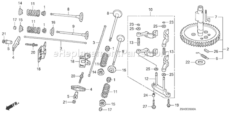 Page B Diagram and Parts List for Type TAF - VIN# GJAHK-1000001 Honda Engine