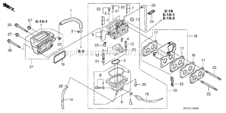 Page C Diagram and Parts List for Type TAF - VIN# GJAHK-1000001 Honda Engine