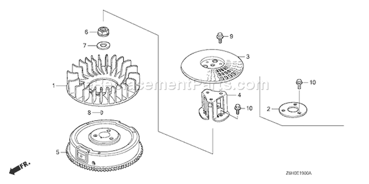 Page I Diagram and Parts List for Type TAF - VIN# GJAHK-1000001 Honda Engine