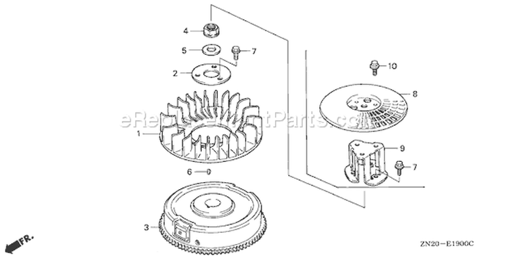 Page J Diagram and Parts List for Type TAF - VIN# GJAH-1000001-1019999 Honda Engine