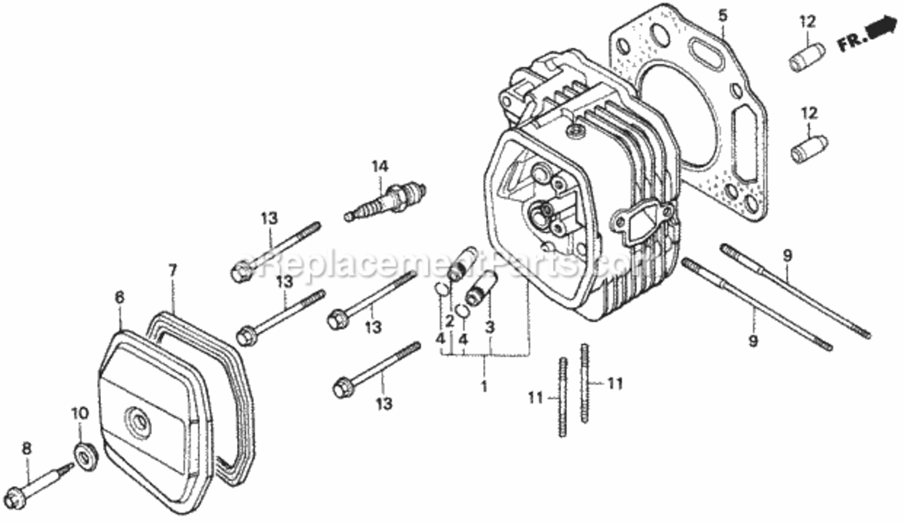 Cylinder Head Diagram and Parts List for Type SAVIN# MZAW-6000001 Honda Lawn Tractor