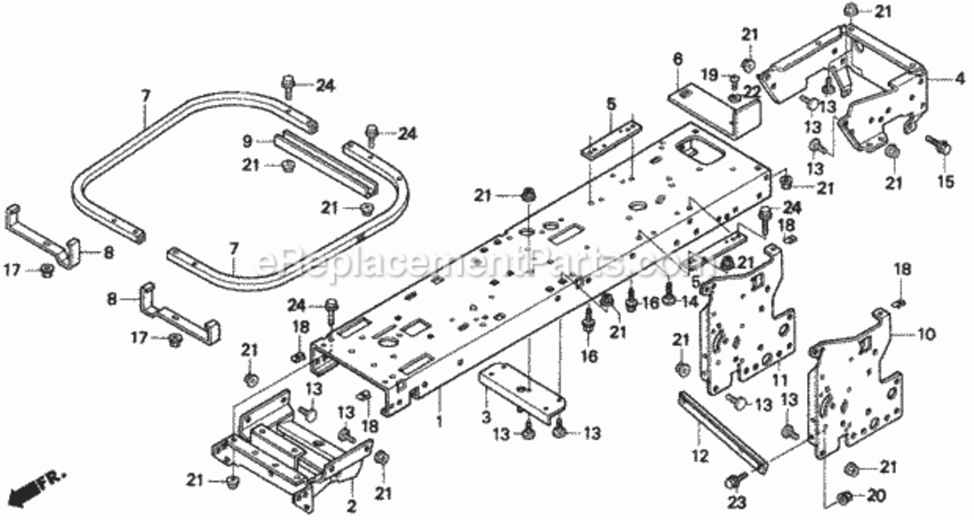 Frame Diagram and Parts List for Type SAVIN# MZAW-6000001 Honda Lawn Tractor