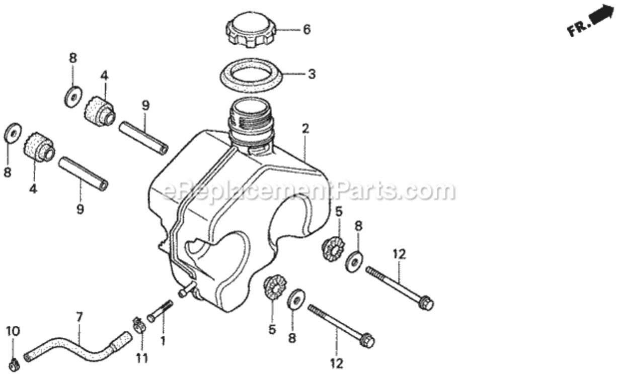 Fuel Tank And Gasket Kit Diagram and Parts List for Type SAVIN# MZAW-6000001 Honda Lawn Tractor