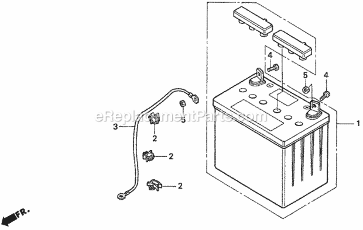 Battery Diagram and Parts List for Type SAVIN# MZAW-6000001 Honda Lawn Tractor