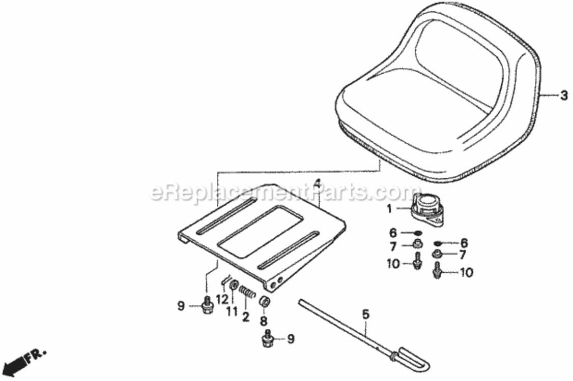 Seat Diagram and Parts List for Type SAVIN# MZAW-6000001 Honda Lawn Tractor
