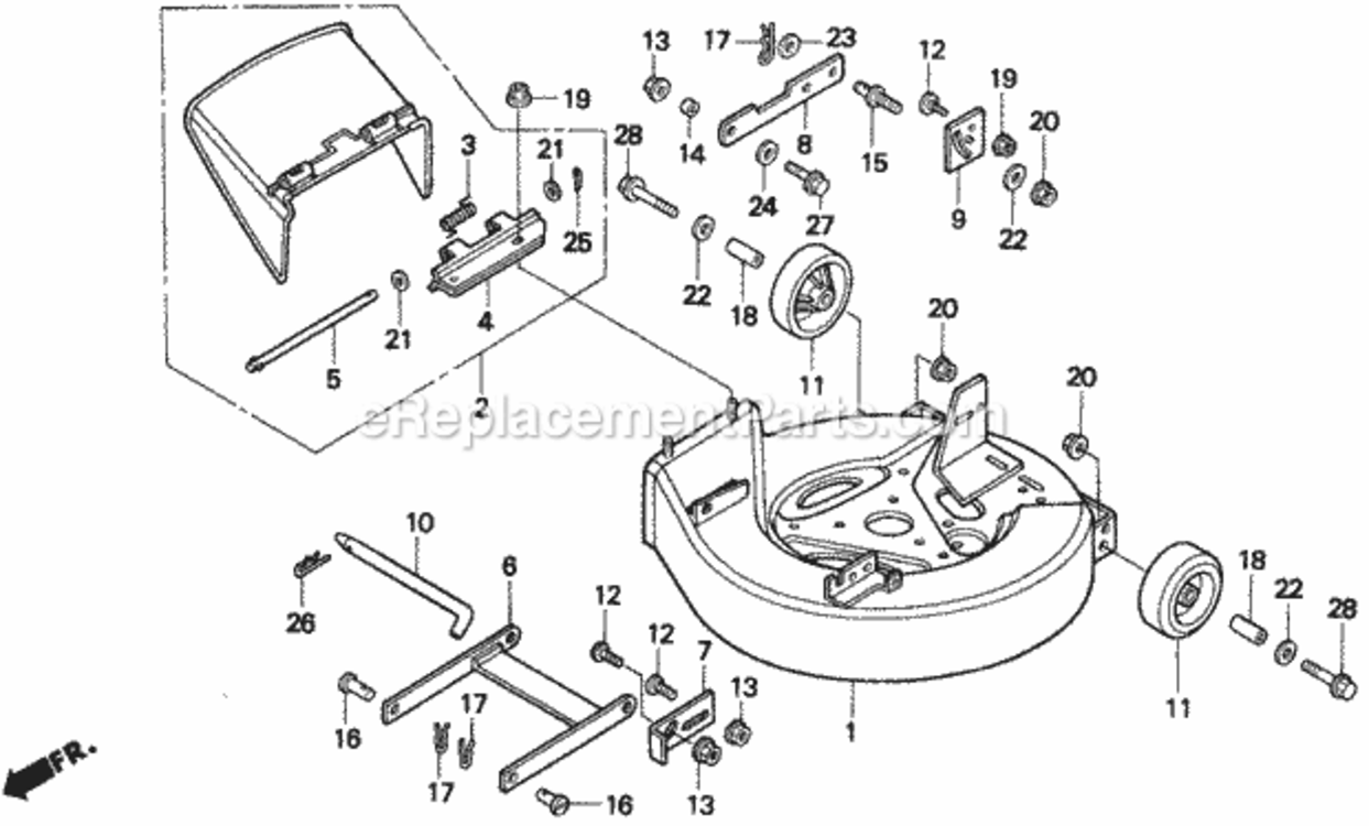 Cutter Housing Diagram and Parts List for Type SAVIN# MZAW-6000001 Honda Lawn Tractor