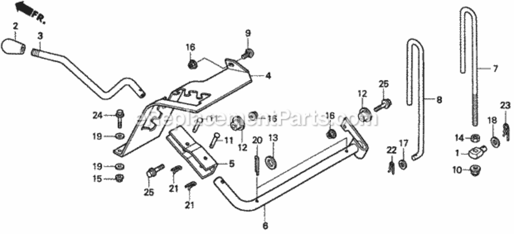 Height Adjusting Lever Diagram and Parts List for Type SAVIN# MZBF-6000001 Honda Lawn Tractor