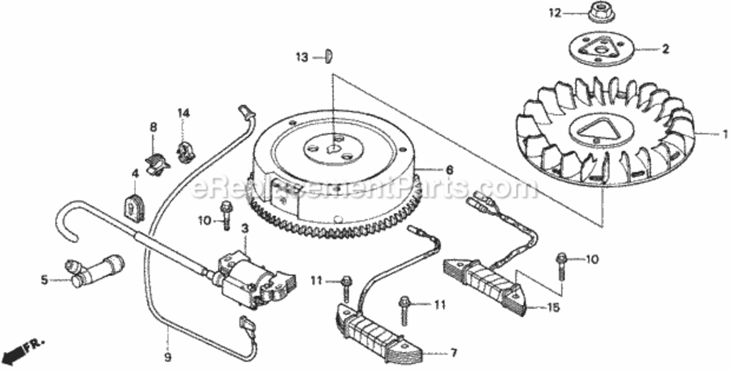 Ignition Coil + Flywheel Diagram and Parts List for Type SAVIN# MZBF-6000001 Honda Lawn Tractor