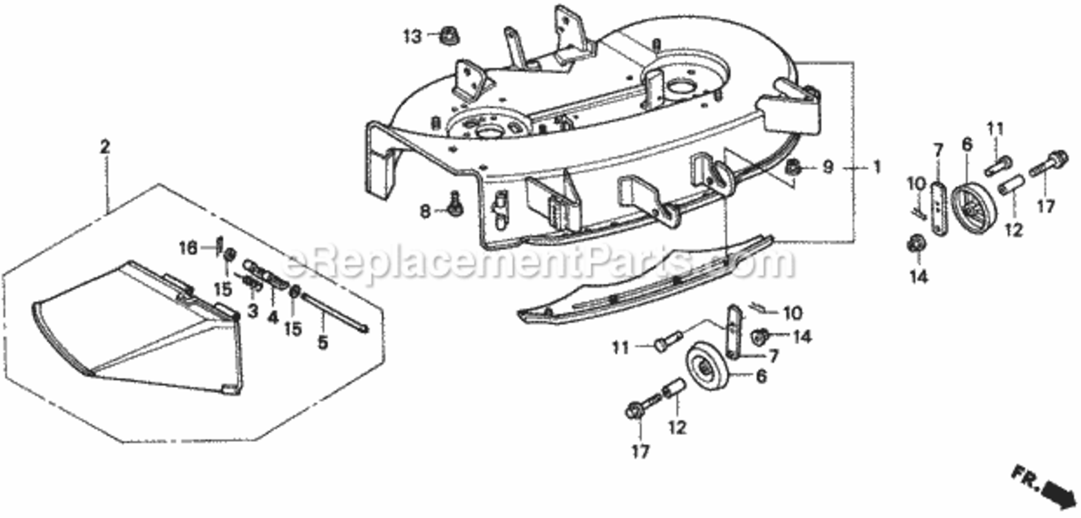 Cutter Housing Diagram and Parts List for Type HMAVIN# MZBF-6200001 Honda Lawn Tractor
