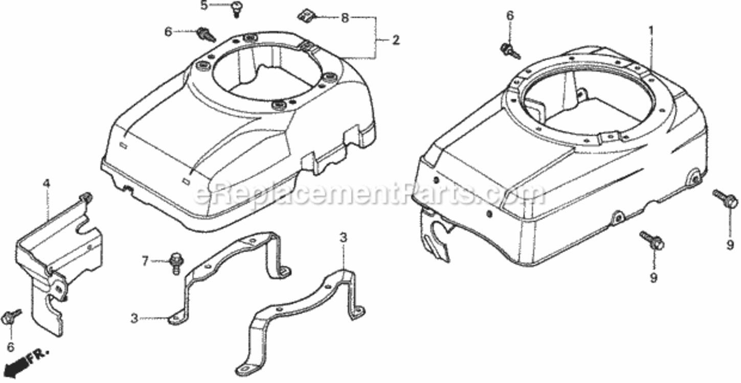 Fan Cover Diagram and Parts List for Type HMAVIN# MZBF-6200001 Honda Lawn Tractor