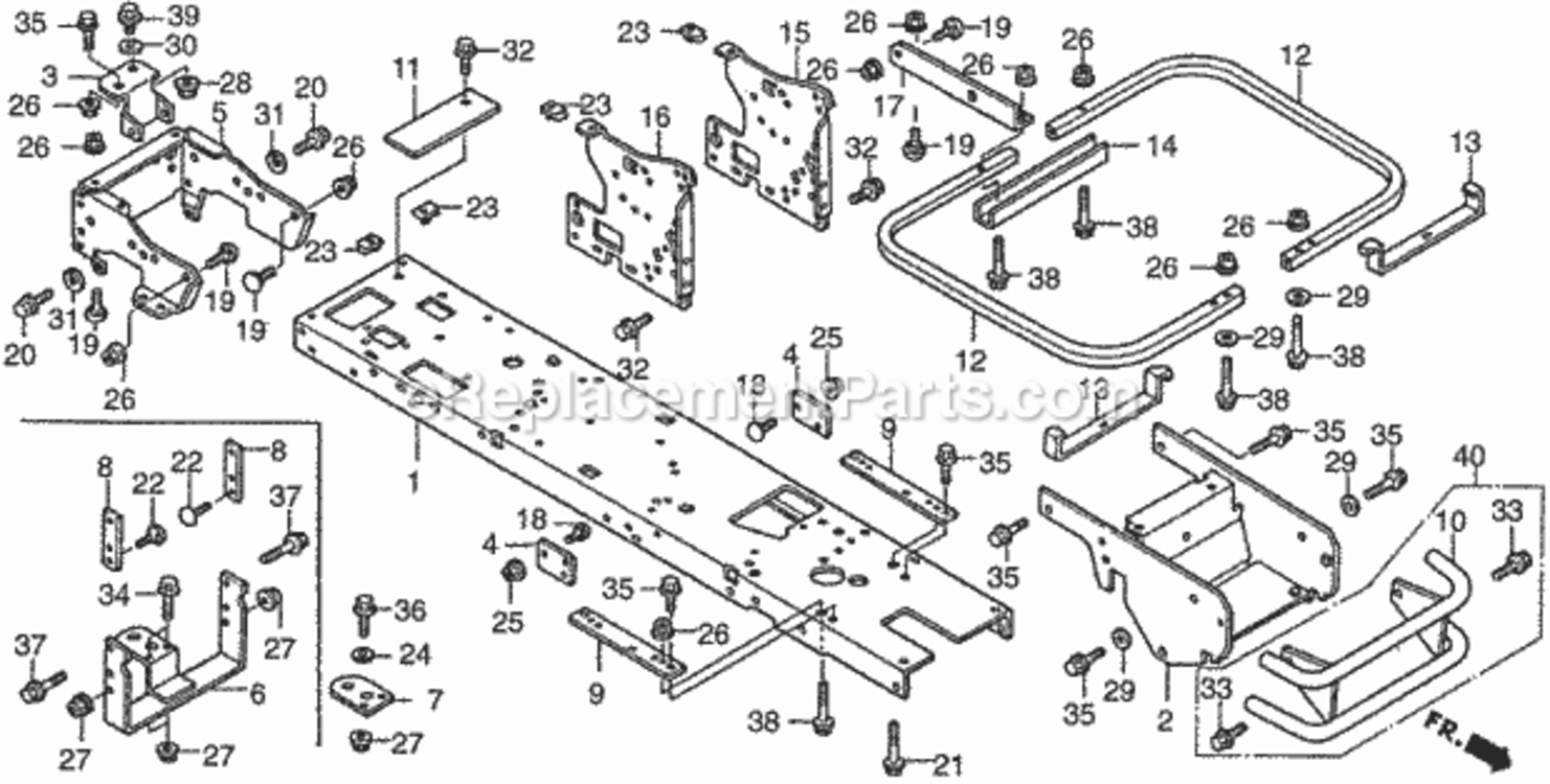 Frame Diagram and Parts List for Type HMAVIN# MZBF-6200001 Honda Lawn Tractor