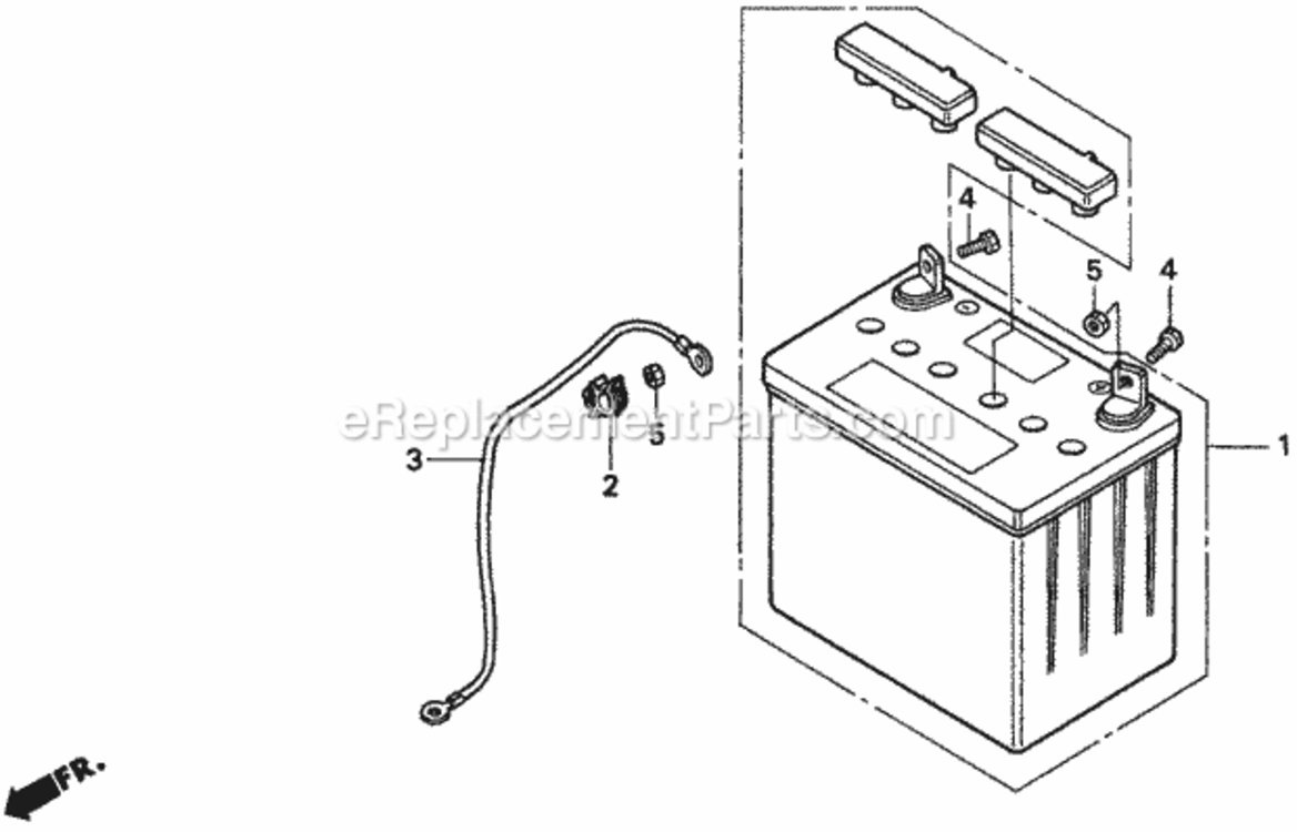 Battery Diagram and Parts List for Type HMAVIN# MZBF-6200001 Honda Lawn Tractor