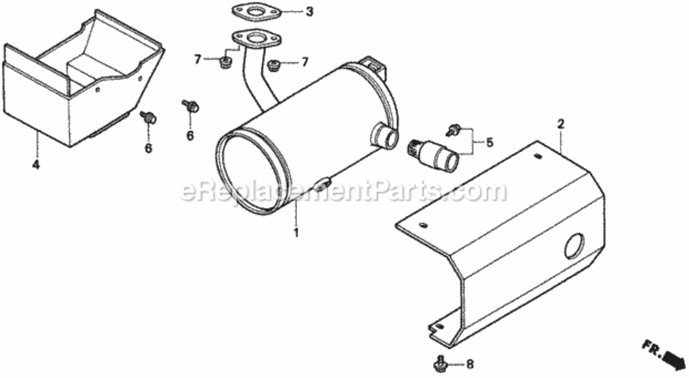 Muffler Diagram and Parts List for Type HMAVIN# MZBF-6200001 Honda Lawn Tractor