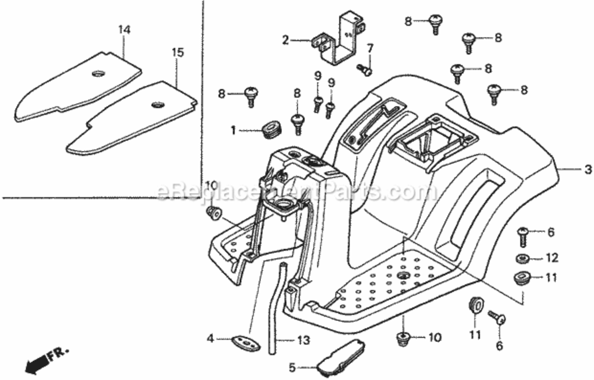 Platform Diagram and Parts List for Type HMAVIN# MZBF-6200001 Honda Lawn Tractor