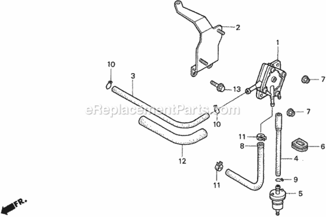 Fuel Pump Diagram and Parts List for Type H38AVIN# MZCH-6000001 Honda Lawn Tractor