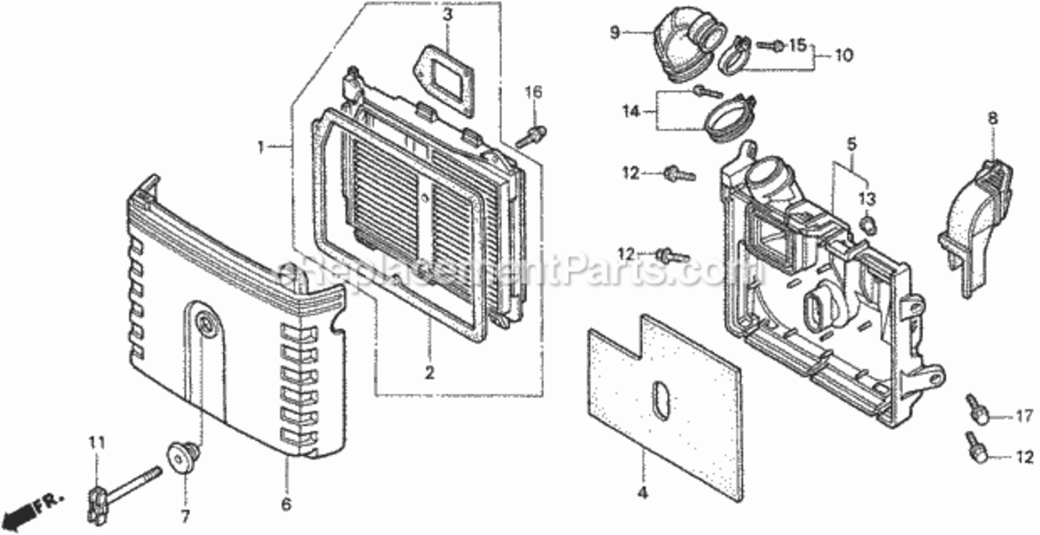 Air Cleaner Diagram and Parts List for Type H48AVIN# MZCJ-6000001 Honda Lawn Tractor