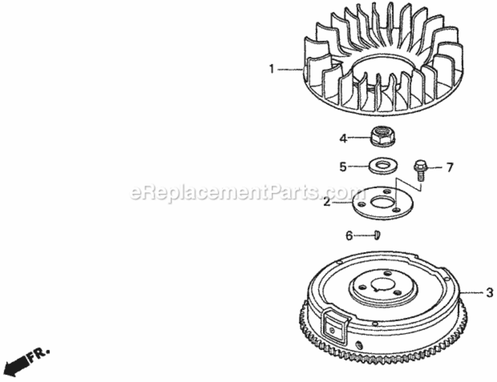Flywheel Diagram and Parts List for Type H48AVIN# MZCJ-6000001 Honda Lawn Tractor