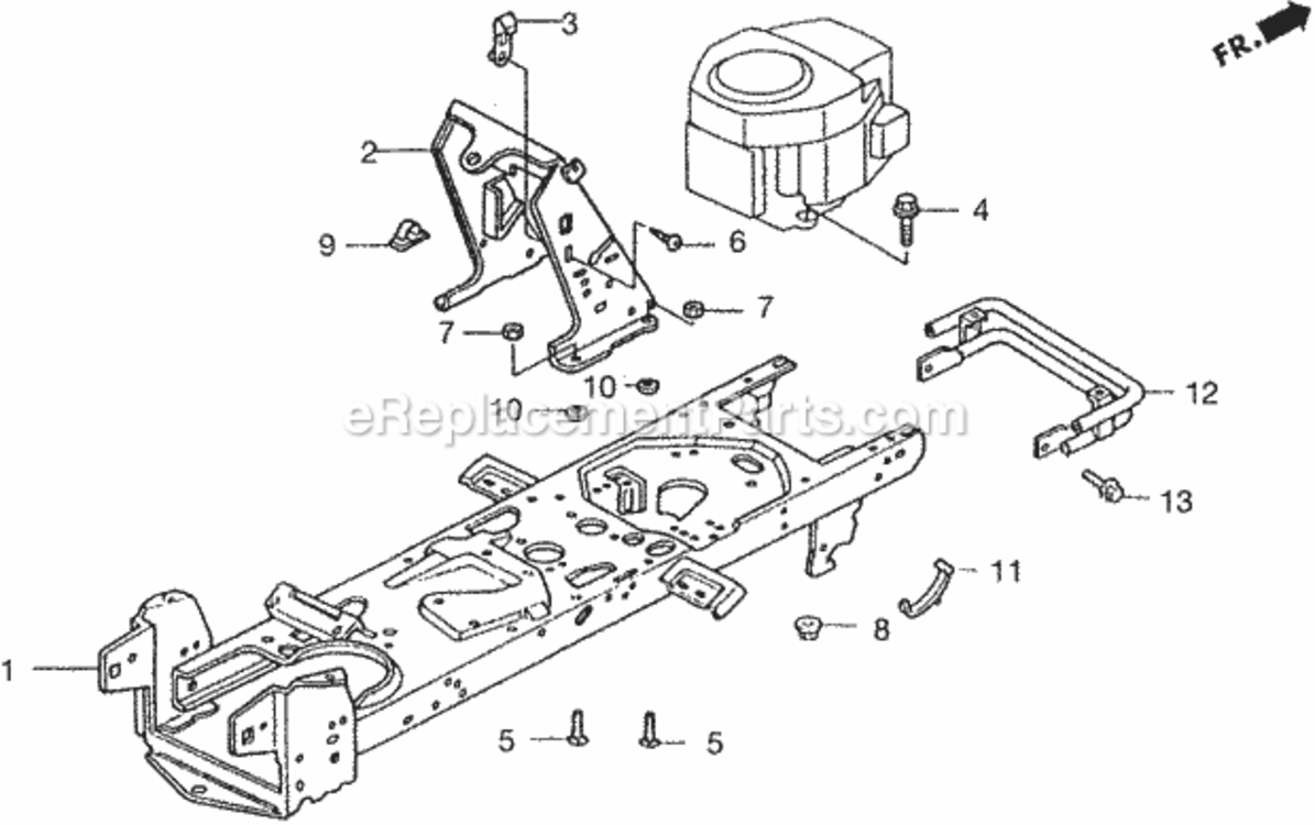 Frame Diagram and Parts List for Type H48AVIN# MZCJ-6000001 Honda Lawn Tractor