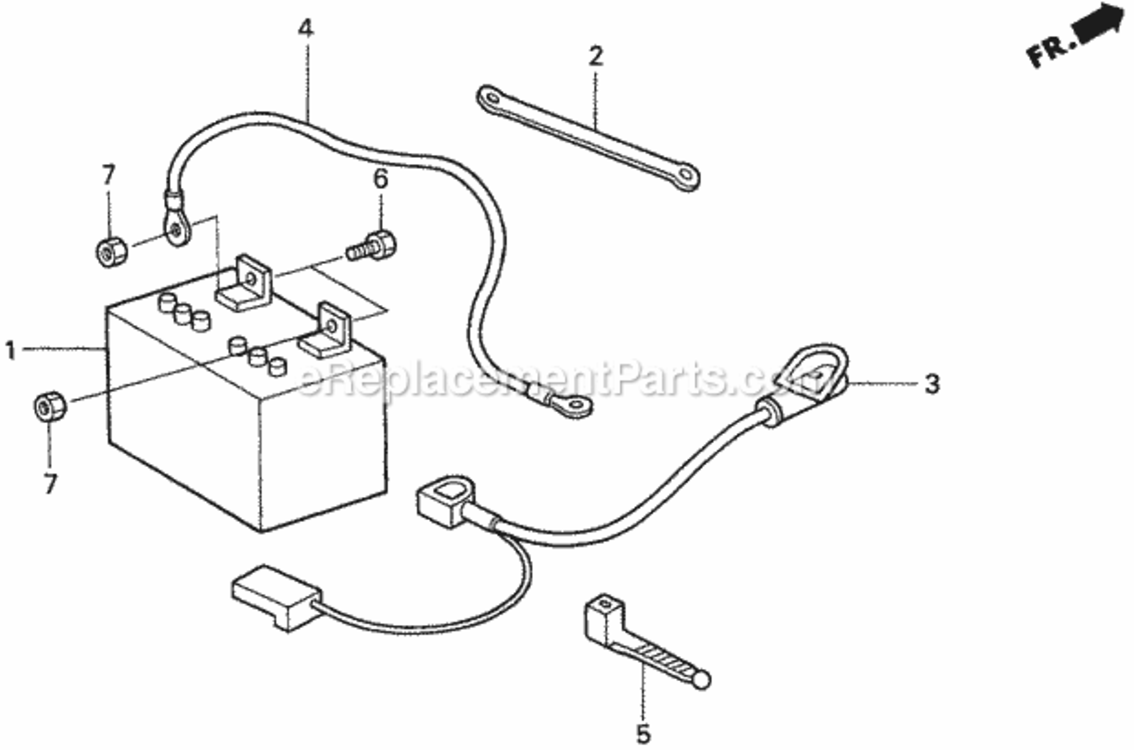 Battery Diagram and Parts List for Type H48AVIN# MZCJ-6000001 Honda Lawn Tractor