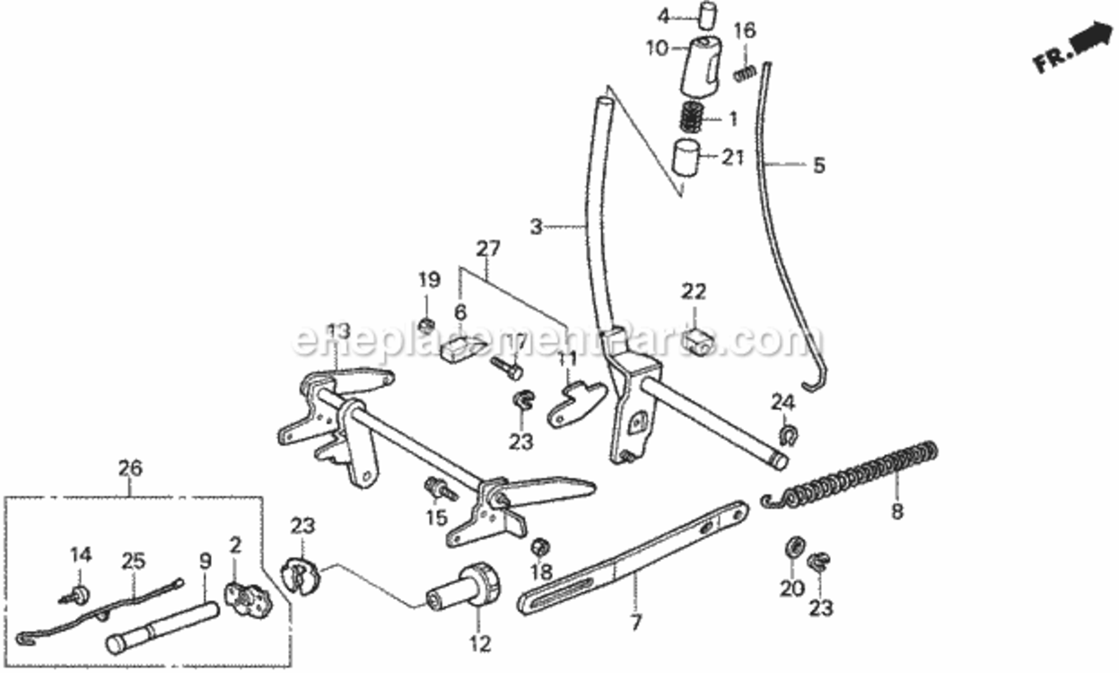 Height Adjusting Lever Diagram and Parts List for Type H48AVIN# MZCJ-6000001 Honda Lawn Tractor