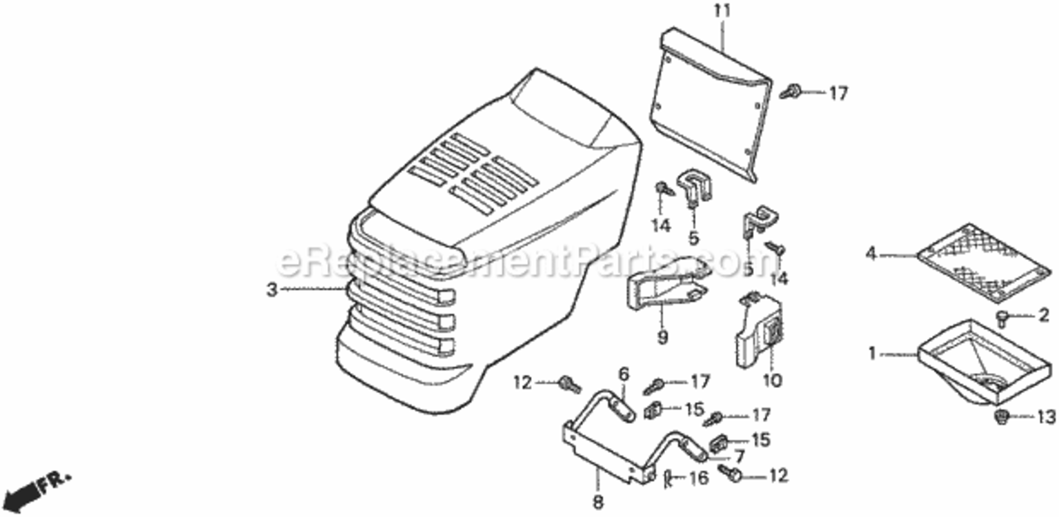 Hood Diagram and Parts List for Type H48AVIN# MZCJ-6000001 Honda Lawn Tractor