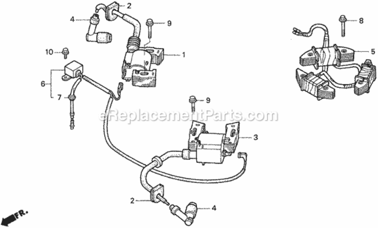 Ignition Coil Diagram and Parts List for Type H48AVIN# MZCJ-6000001 Honda Lawn Tractor