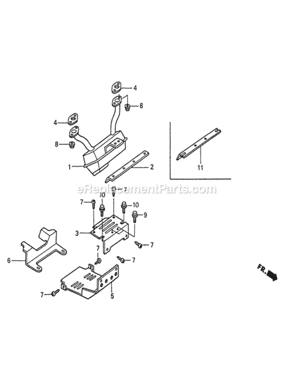 Muffler Diagram and Parts List for Type H48AVIN# MZCJ-6000001 Honda Lawn Tractor