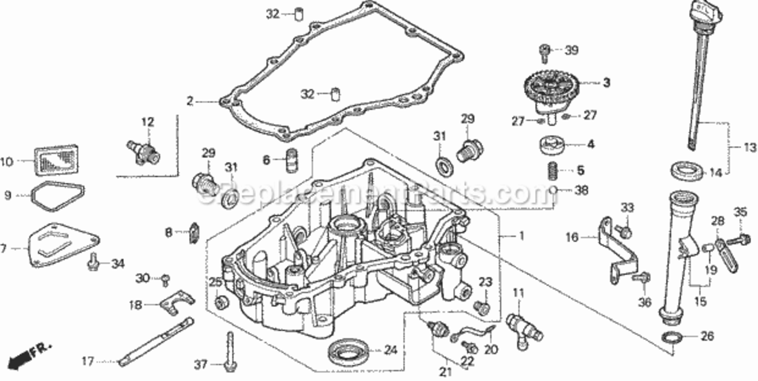 Oil Pan Diagram and Parts List for Type H48AVIN# MZCJ-6000001 Honda Lawn Tractor