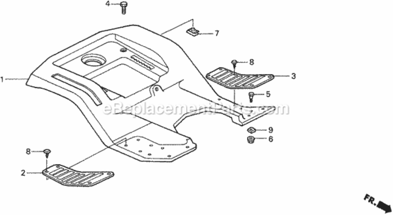 Rear Fender Diagram and Parts List for Type H48AVIN# MZCJ-6000001 Honda Lawn Tractor