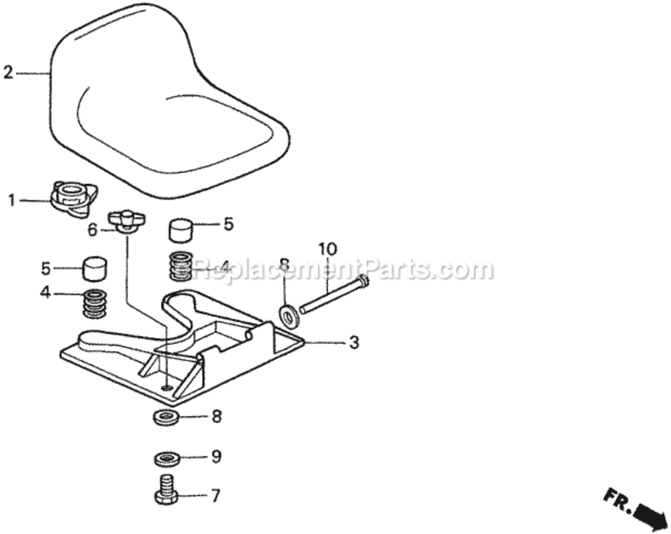 Seat Diagram and Parts List for Type H48AVIN# MZCJ-6000001 Honda Lawn Tractor
