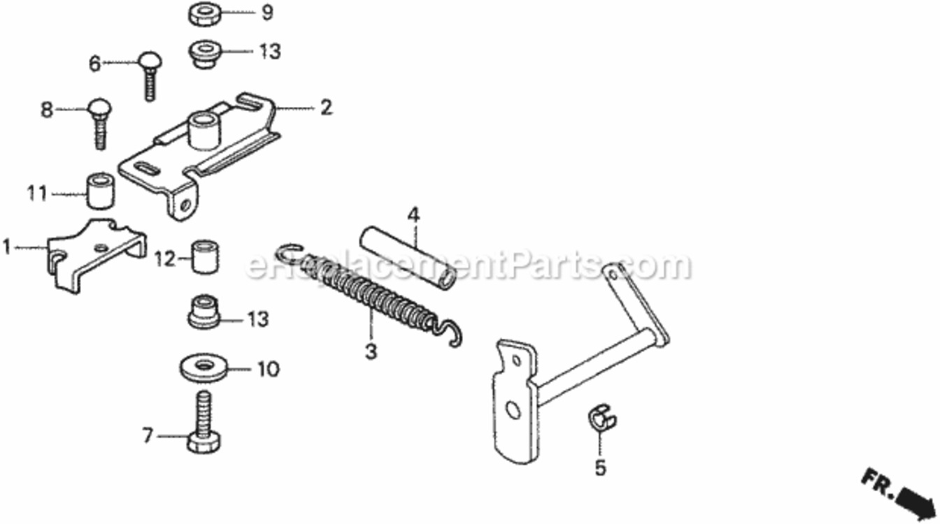 Tensioner Arm Diagram and Parts List for Type H48AVIN# MZCJ-6000001 Honda Lawn Tractor