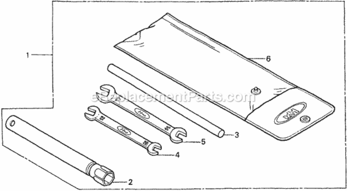 Tools Diagram and Parts List for Type H48AVIN# MZCJ-6000001 Honda Lawn Tractor
