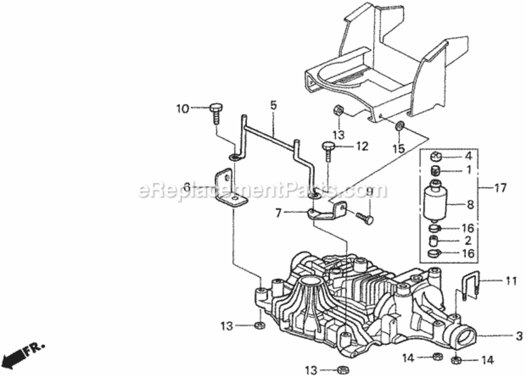 Transmission Diagram and Parts List for Type H48AVIN# MZCJ-6000001 Honda Lawn Tractor