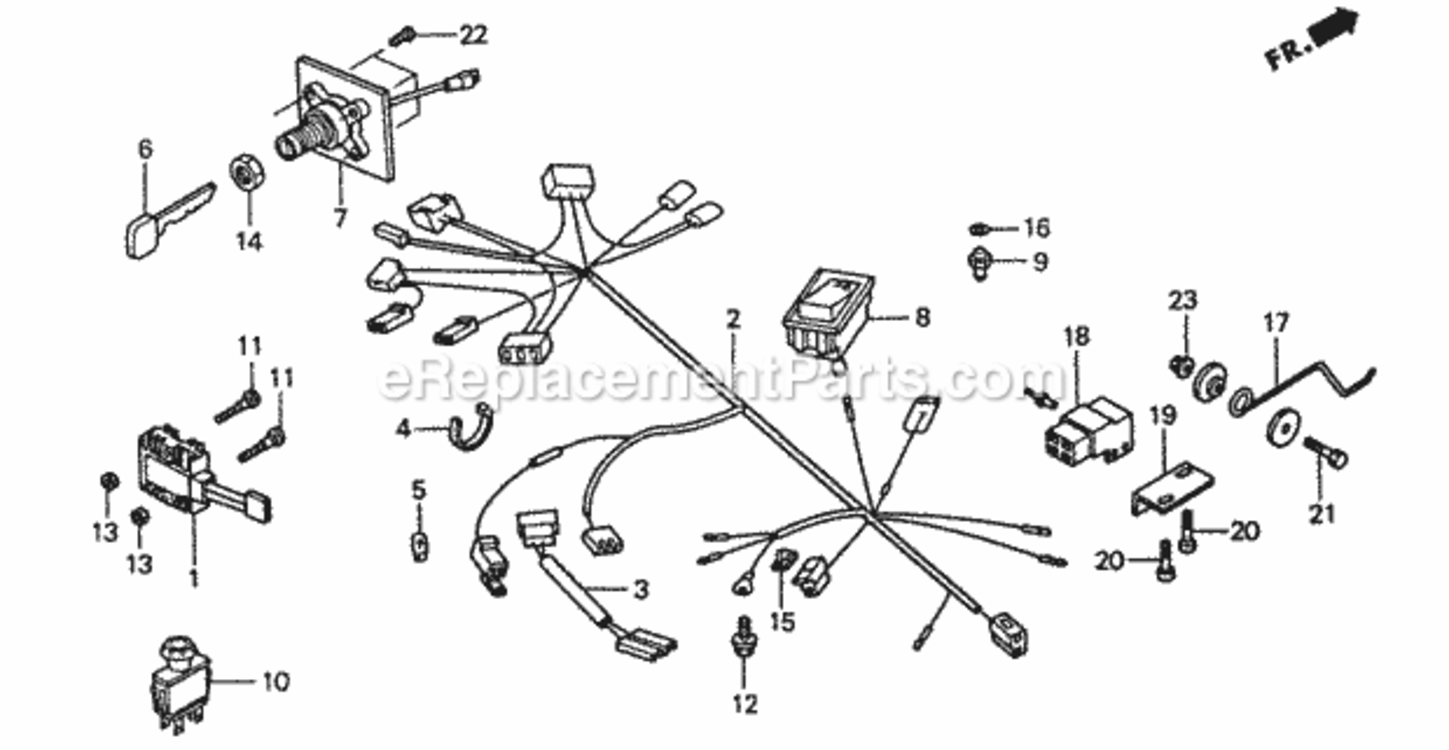 Wire Harness Diagram and Parts List for Type H48AVIN# MZCJ-6000001 Honda Lawn Tractor