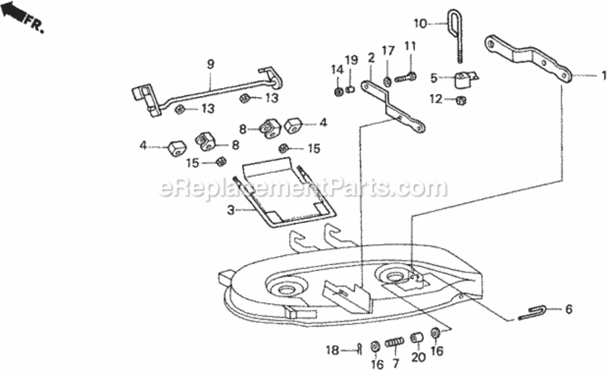 Cutter Deck Link Diagram and Parts List for Type H48AVIN# MZCJ-6000001 Honda Lawn Tractor