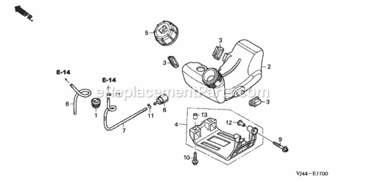 Fuel Tank Diagram and Parts List for Type LTATVIN# HAFA-1000001 Honda Trimmer
