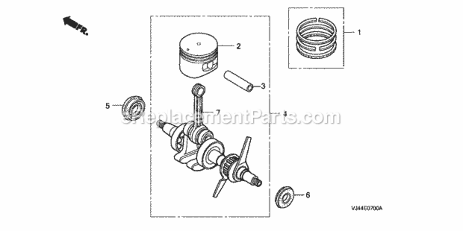 Crankshaft + Piston Diagram and Parts List for Type LTATVIN# HAFA-1000001 Honda Trimmer