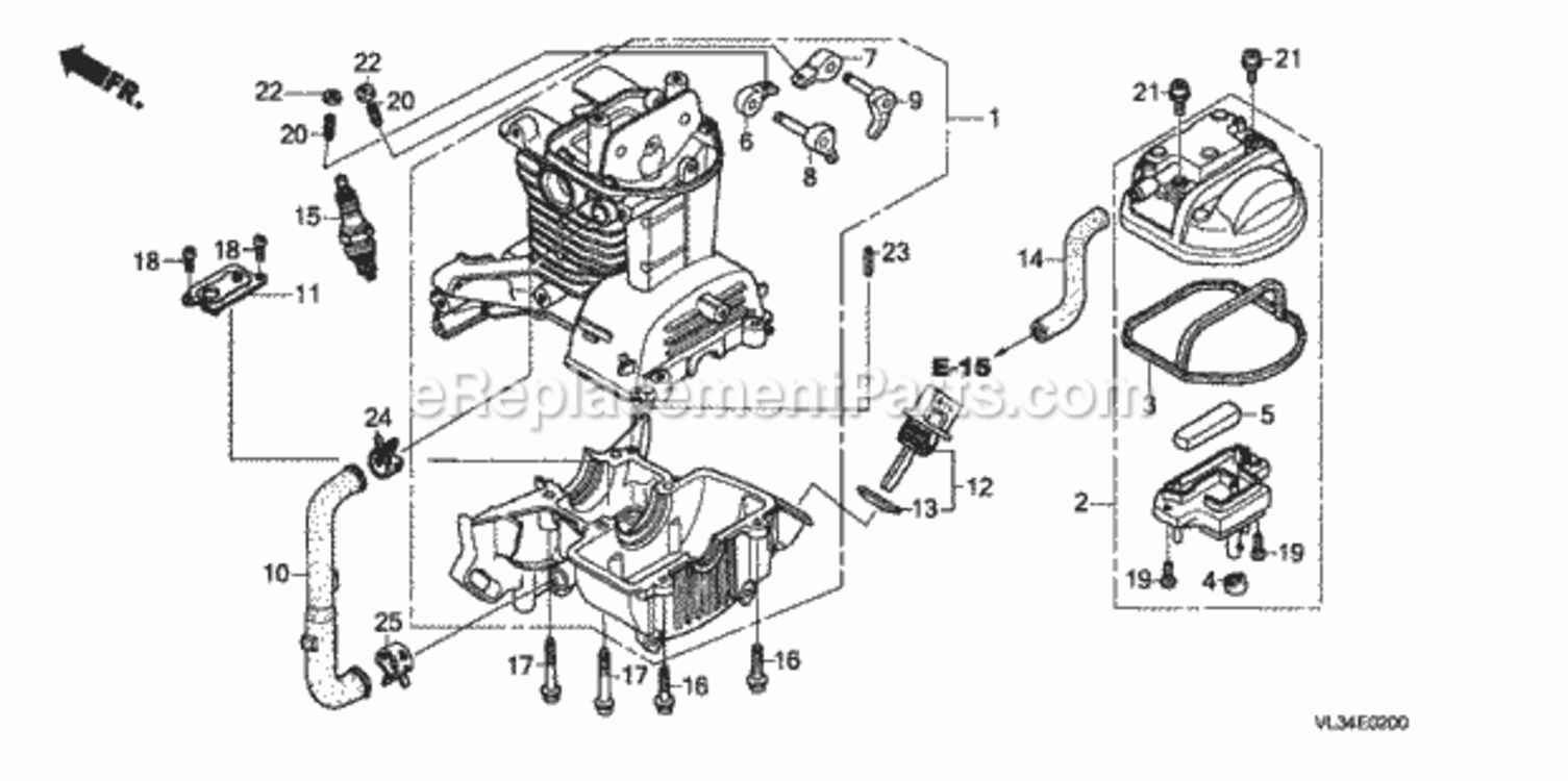 Crankcase Set Diagram and Parts List for Type LTATVIN# HAGA-1000001 Honda Trimmer