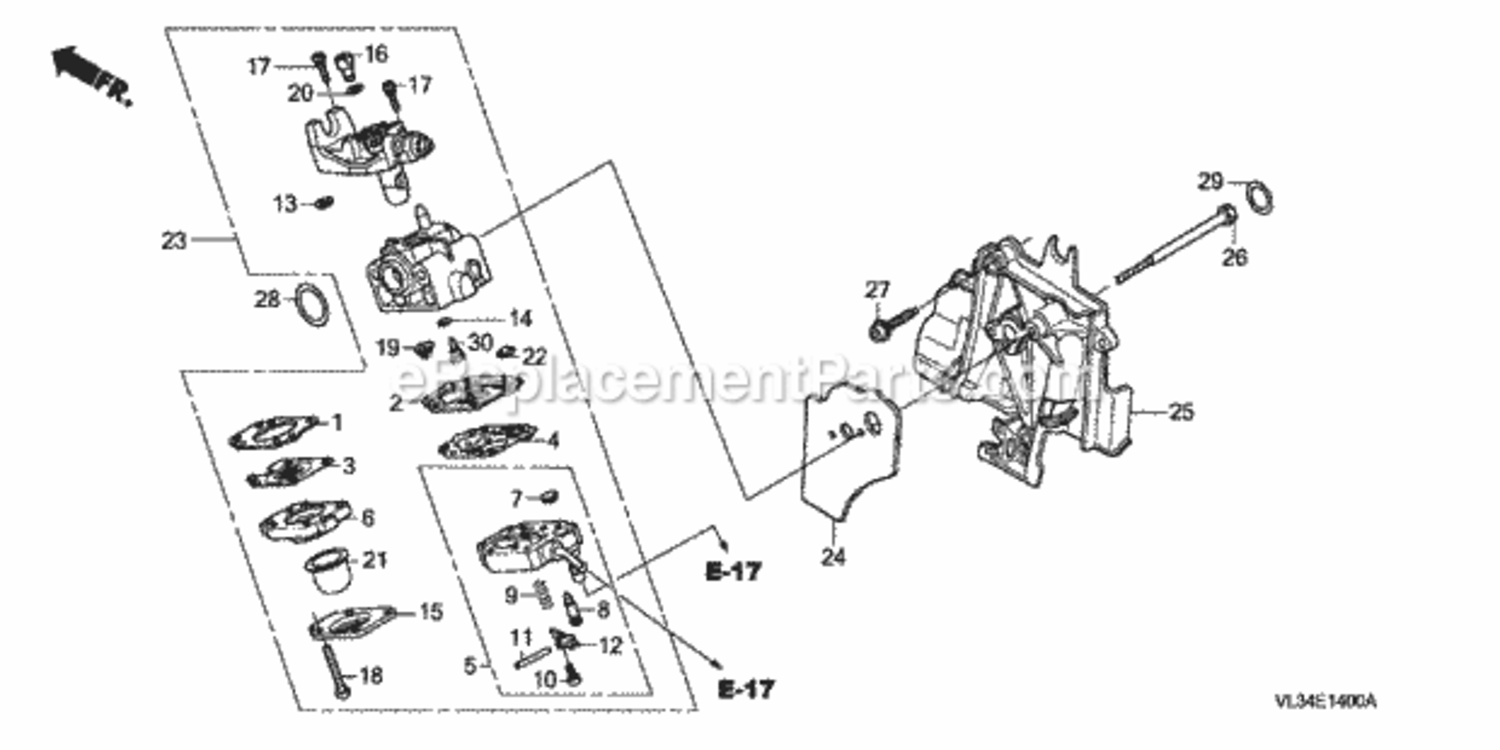 Carburetor Diagram and Parts List for Type UKATVIN# HAHA-1000001 Honda Trimmer