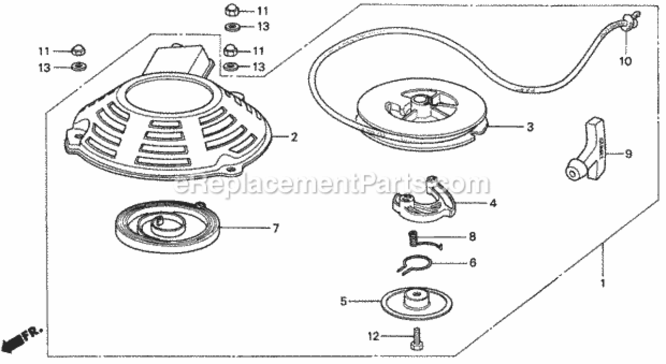Recoil Starter 2613585-- Diagram and Parts List for Type PDAVIN# MA2R-6000001 Honda Lawn Mower