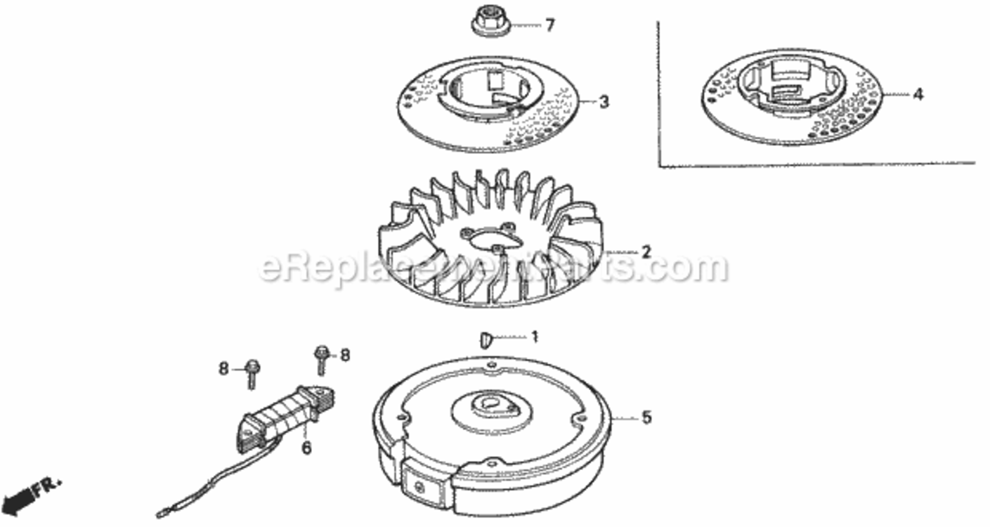 Flywheel Diagram and Parts List for Type HMAVIN# MZAM-6000001 Honda Lawn Mower