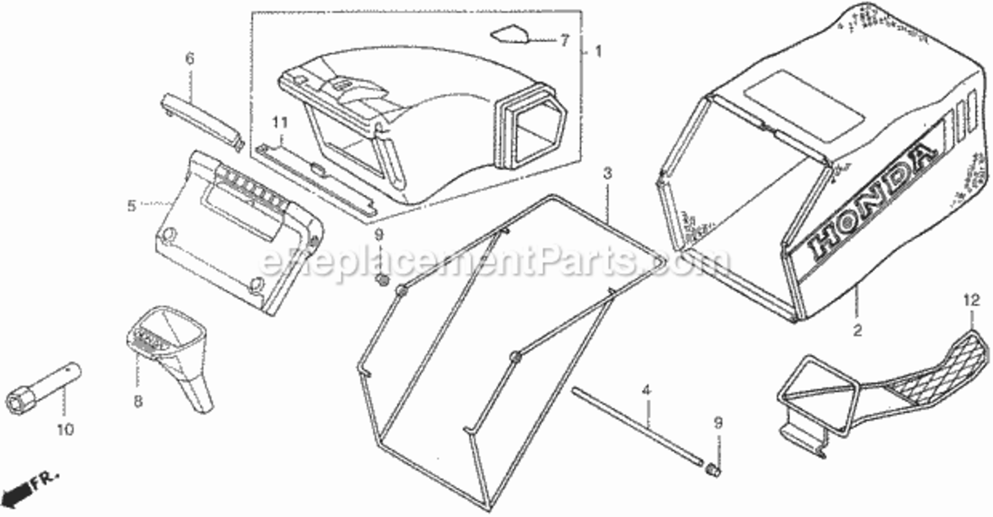 Grass Bag Diagram and Parts List for Type HMAVIN# MZAM-6000001 Honda Lawn Mower