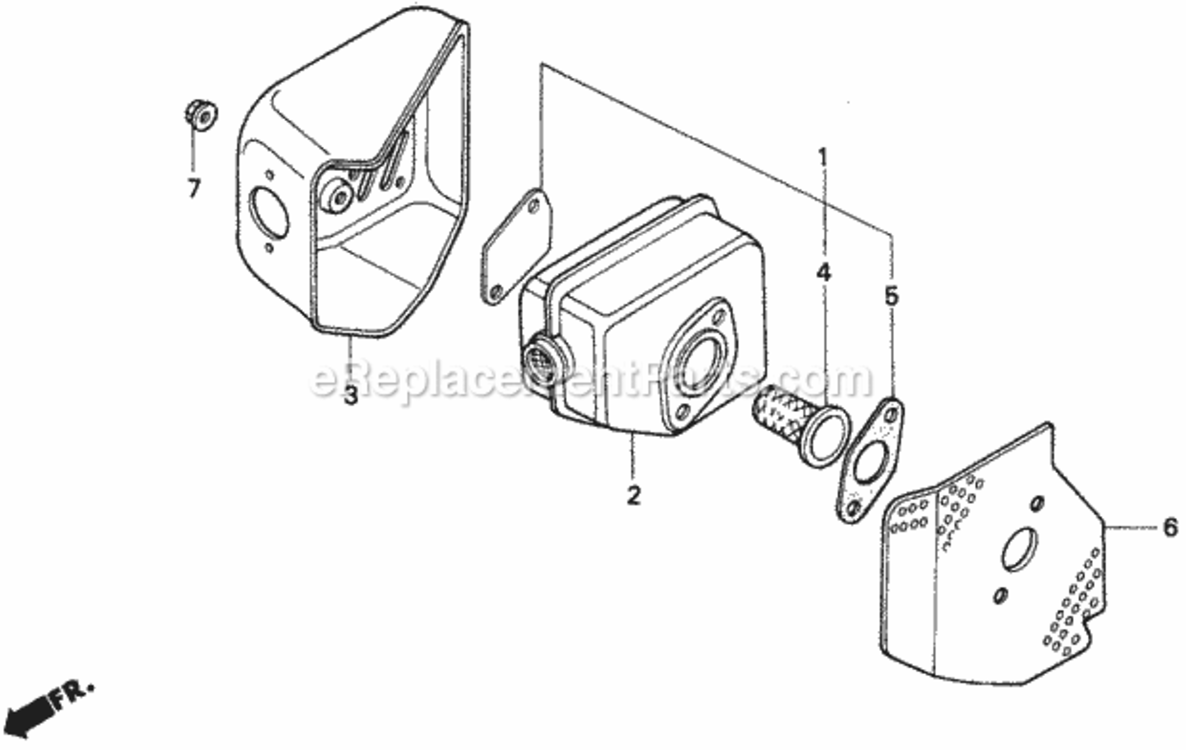 Muffler 1 Diagram and Parts List for Type HMAVIN# MZAM-6000001 Honda Lawn Mower