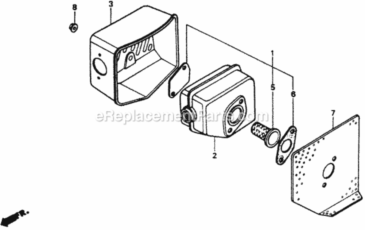 Muffler Diagram and Parts List for Type SXA#VIN# MACR-6000001 Honda Lawn Mower